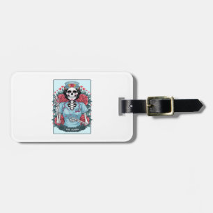 Floral Rose Skeleton Nurse Tarot Card Halloween Es Luggage Tag