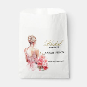 Floral Rose Watercolor Wedding Gown Bridal Shower Favour Bags