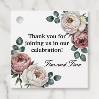 Floral Rose Wedding Favour Tags