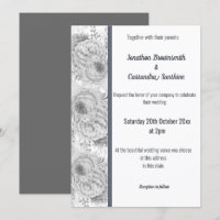 FLORAL ROSE WHITE SILVER TRIM WHITE WEDDING