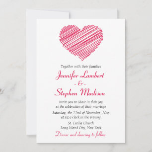 Floral Rose Wreath Pink Red Flower Love Wedding Invitation