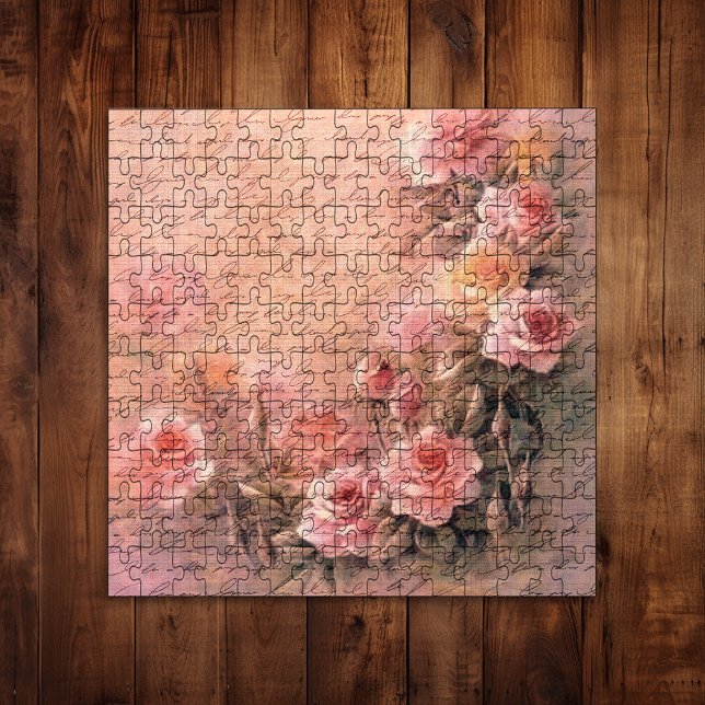 Floral Roses Antique Handwriting Jigsaw Puzzle (Creator Uploaded)