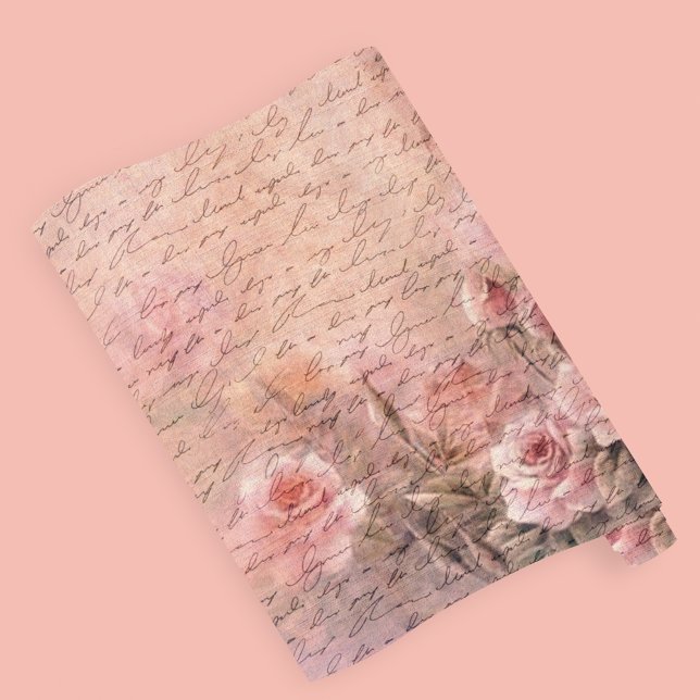 Floral Roses Antique Handwriting Wrapping Paper (Creator Uploaded)