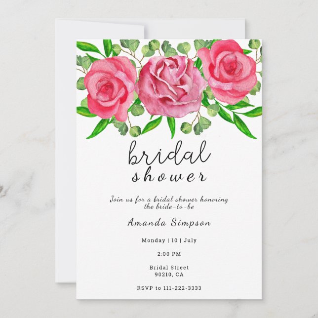 Floral roses Bridal shower  Invitation (Front)