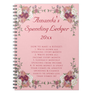Floral Roses Budget Ledger Beginner Notebook