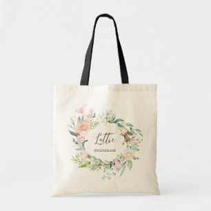 Floral Roses Garland Bridesmaid Bachelorette Tote Bag