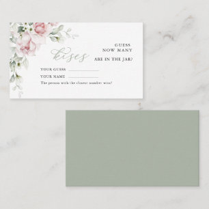 Floral Roses How Many Kisses Wedding Game card
