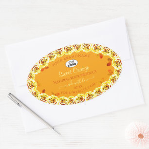Floral Roses Orange Yellow Product Labels Add Logo