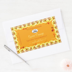 Floral Roses Orange Yellow Product Labels Add Logo