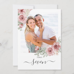 Floral Roses Photo Table Number