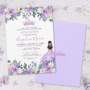 Floral Roses Purple Quinceanera Invitation