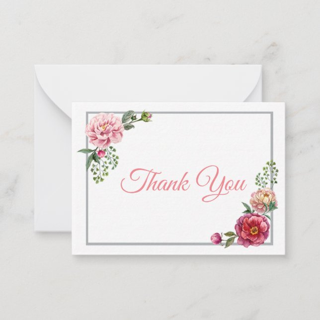Floral Roses Thank You Card (Front)