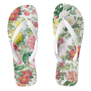 Floral Roses Vintage Spring Garden Jandals