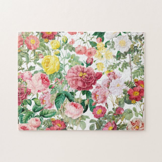 Floral Roses Vintage Spring Garden  Jigsaw Puzzle (Horizontal)