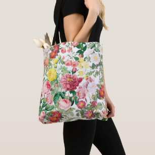 Floral Roses Vintage Spring Garden Tote Bag