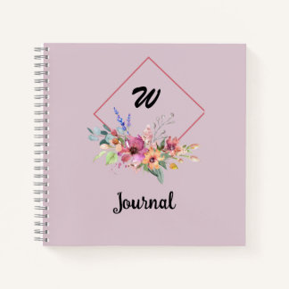 Floral roses watercolor typography text notebook