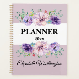 Floral roses watercolor typography text planner