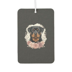 Floral Rottweiler Dog Portrait Sublimation Car Air Freshener