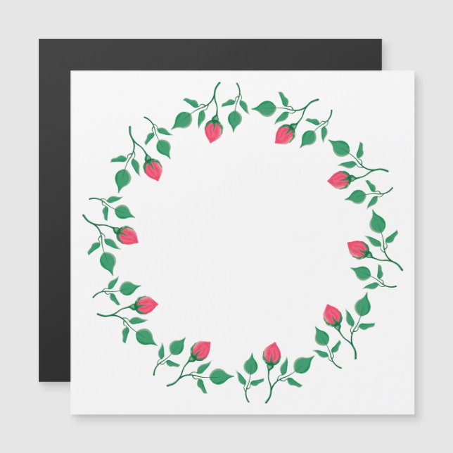 Floral round frame with pink rose flowers  (Front/Back)