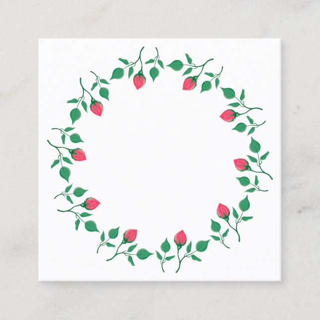 Floral round frame with pink rose flowers  calling card (Front)