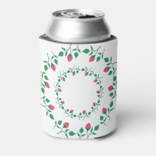 Floral round frame with pink rose flowers can cooler