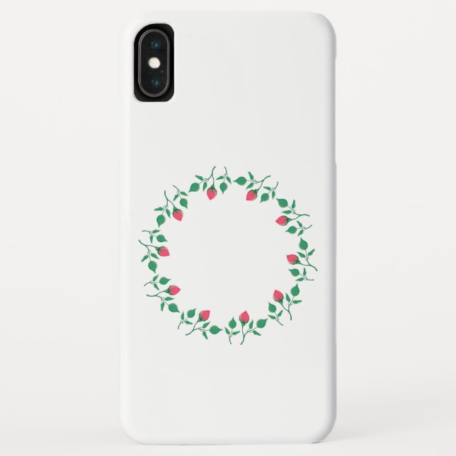 Floral round frame with pink rose flowers   Case-Mate iPhone case (Back)