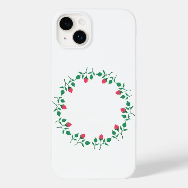 Floral round frame with pink rose flowers   Case-Mate iPhone case (Back)