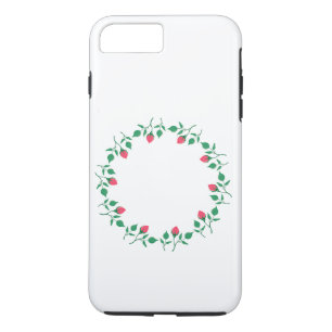 Floral round frame with pink rose flowers Case-Mate iPhone case