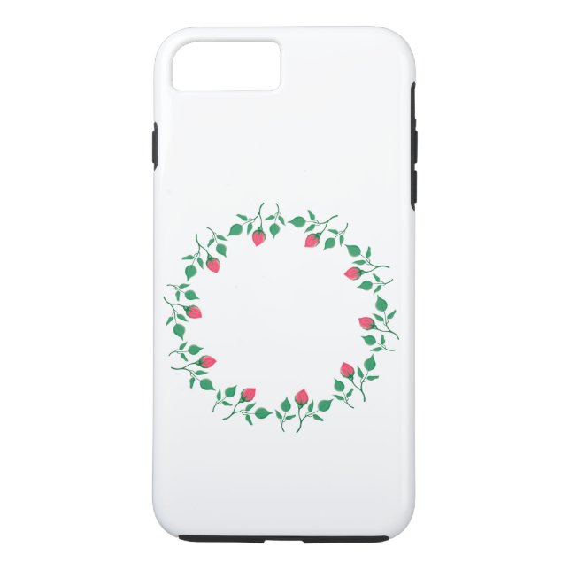 Floral round frame with pink rose flowers   Case-Mate iPhone case (Back)