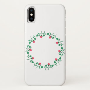Floral round frame with pink rose flowers Case-Mate iPhone case