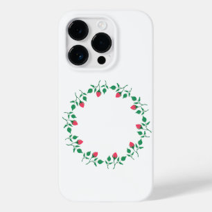 Floral round frame with pink rose flowers   Case-Mate iPhone 14 pro case