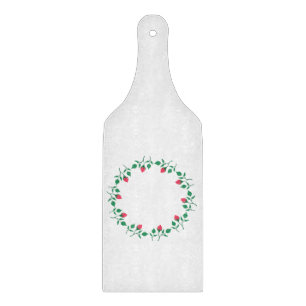 Floral round frame with pink rose flowers cutting board