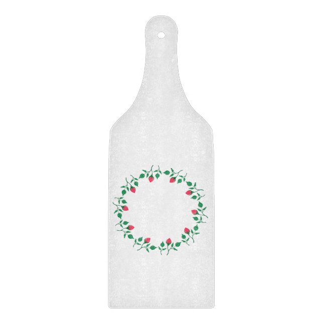 Floral round frame with pink rose flowers   cutting board (Front)