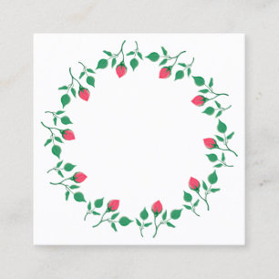 Floral round frame with pink rose flowers  discount card