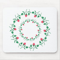 Floral round frame with pink rose flowers