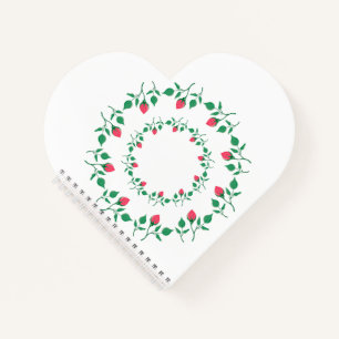 Floral round frame with pink rose flowers notebook