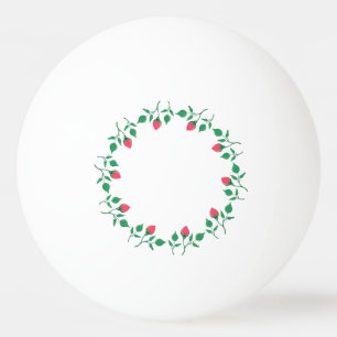 Floral round frame with pink rose flowers  ping pong ball