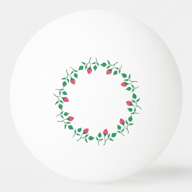 Floral round frame with pink rose flowers  ping pong ball (Front)