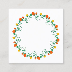 Floral round frame with yellow and red rose flower appointment card