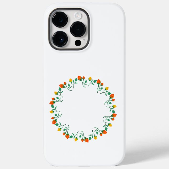 Floral round frame with yellow and red rose flower Case-Mate iPhone case (Back)