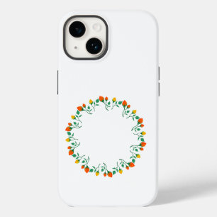 Floral round frame with yellow and red rose flower Case-Mate iPhone 14 case