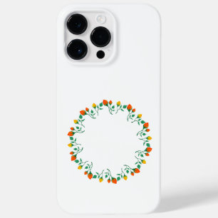 Floral round frame with yellow and red rose flower Case-Mate iPhone 14 pro max case