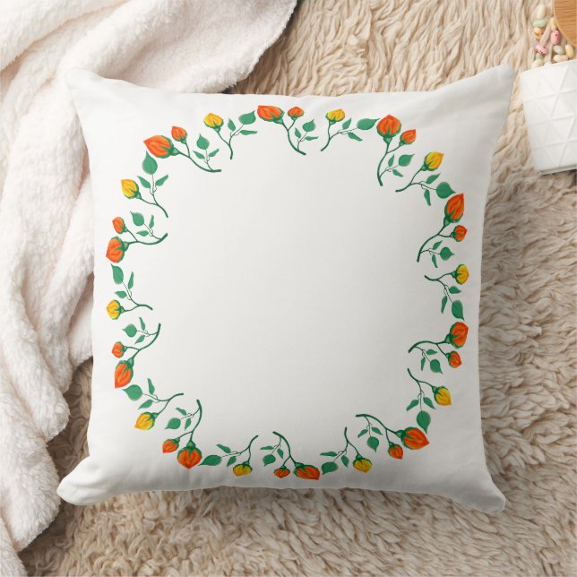 Floral round frame with yellow and red rose flower cushion (Blanket)