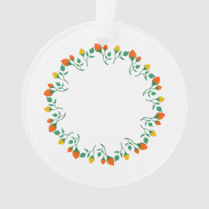 Floral round frame with yellow and red rose flower ornament