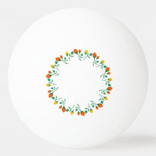 Floral round frame with yellow and red rose flower ping pong ball