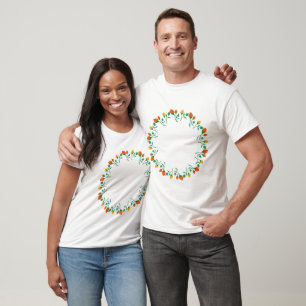 Floral round frame with yellow and red rose flower T-Shirt