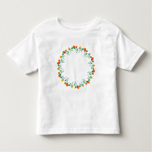 Floral round frame with yellow and red rose flower toddler T-Shirt