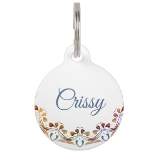 Floral Round Pet Tag