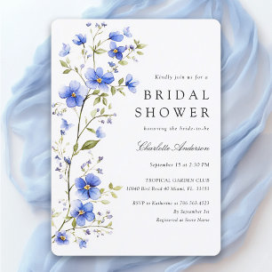 Floral Royal Blue Bridal Shower Invitation