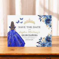 Floral Royal Blue Princess Birthday Quinceanera
